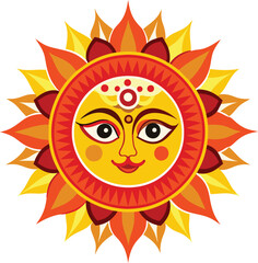 Sinhala and Tamil New Year Sun Vector illustration 
