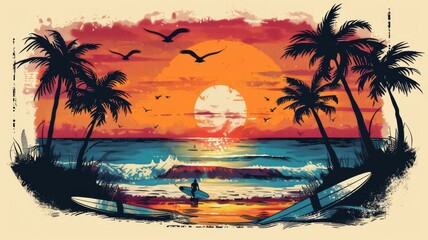 abstract illustration image for a southern California surf brand