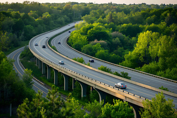 A Wildlife Corridor Bridge Over A Busy Highway, Wildlife Crossing, Green Bridge, Highway Bridge, Forest Bridge, Road Infrastructure