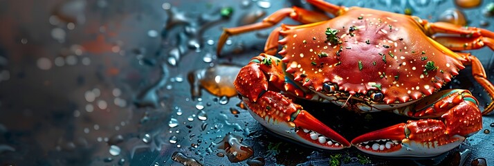 Fresh presentation of Chili crab, food studio photography