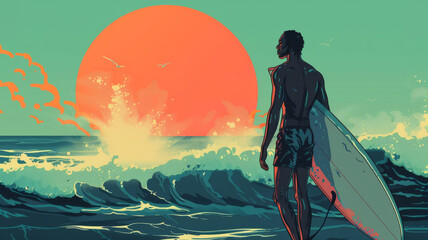 Fototapeta premium abstract illustration image for a southern California surf brand