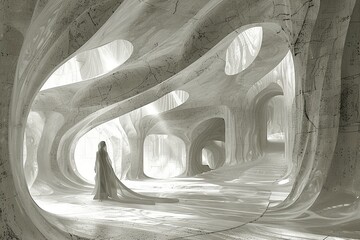 Future's Glow: Digital Playground of Light with Elaborate Details and Intricate Figure Play