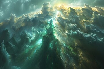 Obraz premium Ethereal Light: A Futuristic Symphony of Transcendental Beings