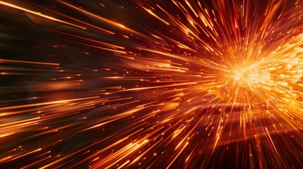 Jagged streaks of fiery red and orange streak across the image capturing the intense heat and energy of the unified forces at high speeds.