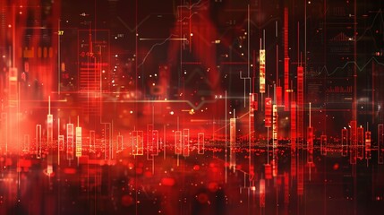 Fototapeta premium An abstract digital chart forms the backdrop, displaying stock business graphs, statistics, and diagrams illustrating data exchange within finance, trends, and trade in the economy