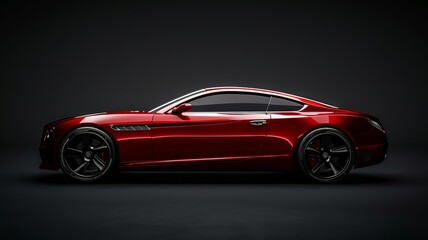 red generic unbranded luxury sport car on a very dark black background, banner