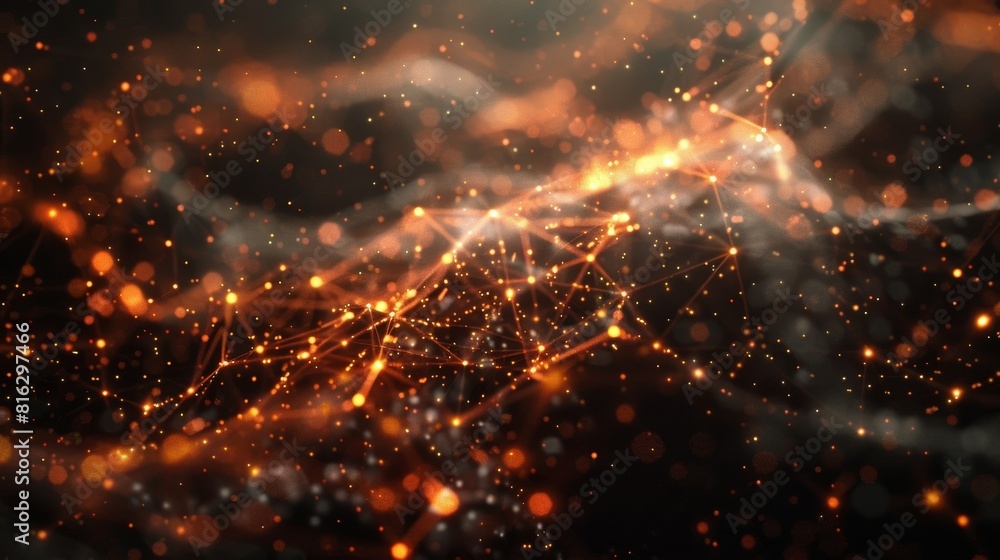 Poster a web of glowing threads intertwine symbolic of the unseen connections between particles still waiti