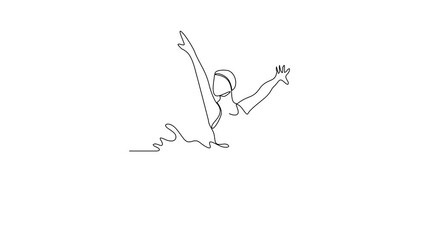 Animated self drawing of Artistic Swimming sports video illustration. Artistic Swimming sports design in simple linear continuous style video concept. Sports themes design for your asset design video.