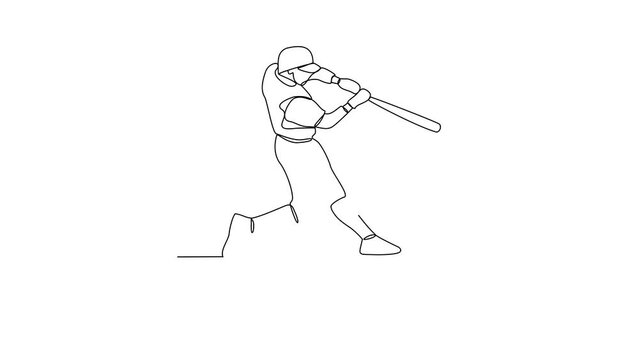 Animated self drawing of Baseball sports video illustration. Baseball sports design in simple linear continuous style video concept. Sports themes design for your asset video design illustration.