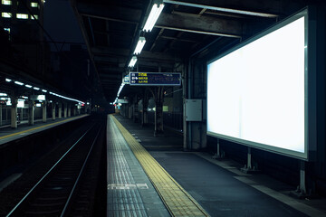Empty billboard installed near modern-day train terminals, Space for your ad