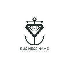 Anchor diamond logo design vector.