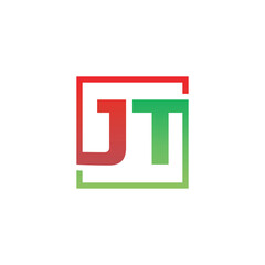 Initial letter JT square logo design