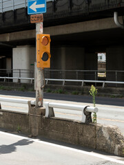 道路分岐部に設置されたブリンカーライト