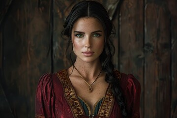 Fototapeta premium Fantasy Empress: Exquisitely Detailed Portrait in Digital Illustration