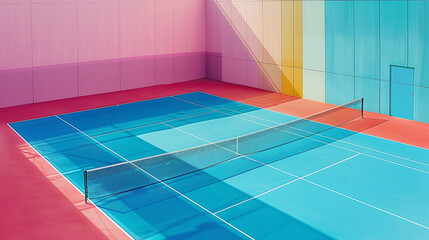Obraz premium aesthetic tennis court, pastel cool colors