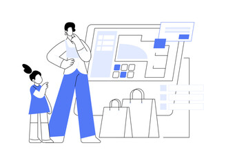 Shopping mall navigation isolated cartoon vector illustrations.