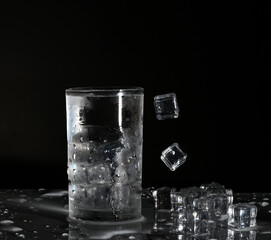 ice splashing out in glass cool