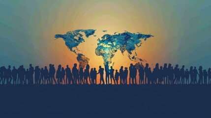 World Population Day. Different multi cultural ethnicity people crowd. World day as diverse cultures and multiculturalism society.