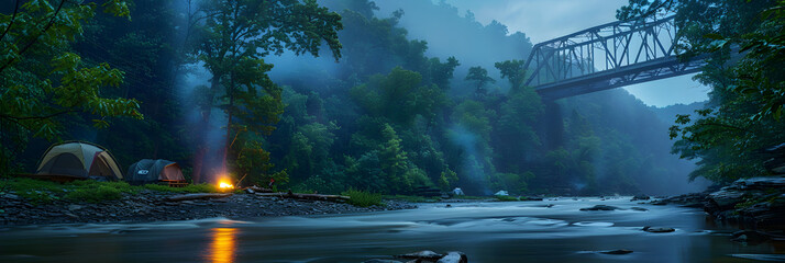 Lush Greenery, Tranquil River, and Star-lit Sky Highlighting the Enthralling Adventure of WV Tourism