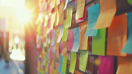 Colorful Sticky Notes on a Wall Background