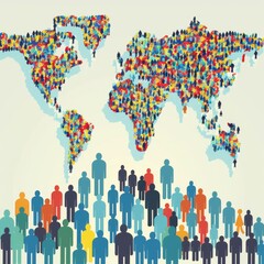 World Population Day. World day as diverse cultures and multiculturalism society. Different multi cultural ethnicity people crowd.