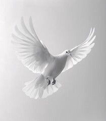 White Pigeon in Mid-Flight