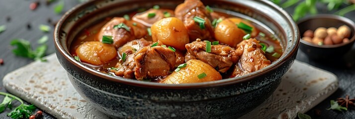 Malaysian Ayam Pongteh Nyonya Chicken Stew, fresh foods in minimal style