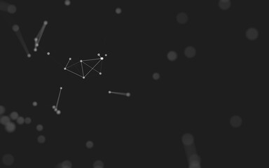 Fototapeta premium Abstract background. Molecules technology with polygonal shapes, connecting dots and lines. Connection structure. Big data visualization.