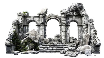 Ancient historical ruins,on white backgroundAncient historical ruins,on white background