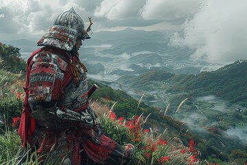 Naklejka premium Mechanical Sentinel: Ultra-Detailed Vintage Warrior_