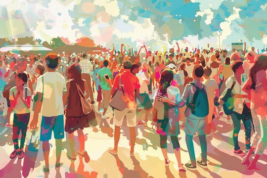 Vibrant Street Festival: A Colorful Gathering of People