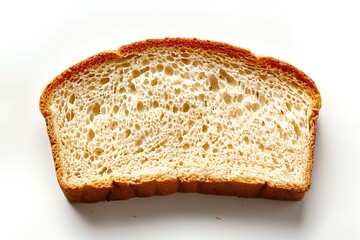 A piece of bread sitting on top of a white table