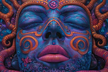 Vibrant Deity - A Powerful Digital Artwork with Intricate Details and Striking Colors