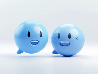 Digital Art of Two Character Balloons in a Light Blue Tone