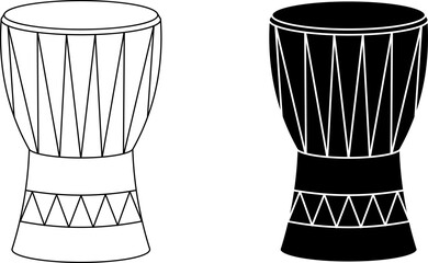 outline silhouette djembe icon set