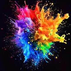 Fototapeta premium Vibrant Spectrum: A Colorful Explosion of Paint