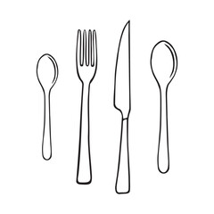Vector hand drawn doodle sketch outline cutlery isolated on white background