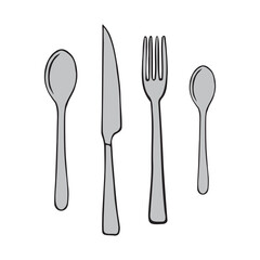 Vector hand drawn doodle sketch colored cutlery isolated on white background