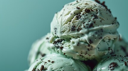 Mint cookies and cream ice cream, fresh foods in minimal style
