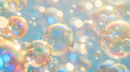 Floating bubbles and bokeh lights in a dreamy atmosphere, ideal for whimsical and joyful themes