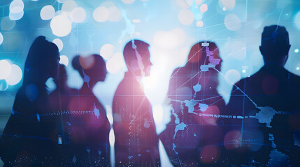 Group of multinational people and digital technology concept Wide angle visual for banners or advertisements : Generative AI