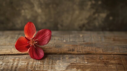 Flower from the past displayed on a wooden table