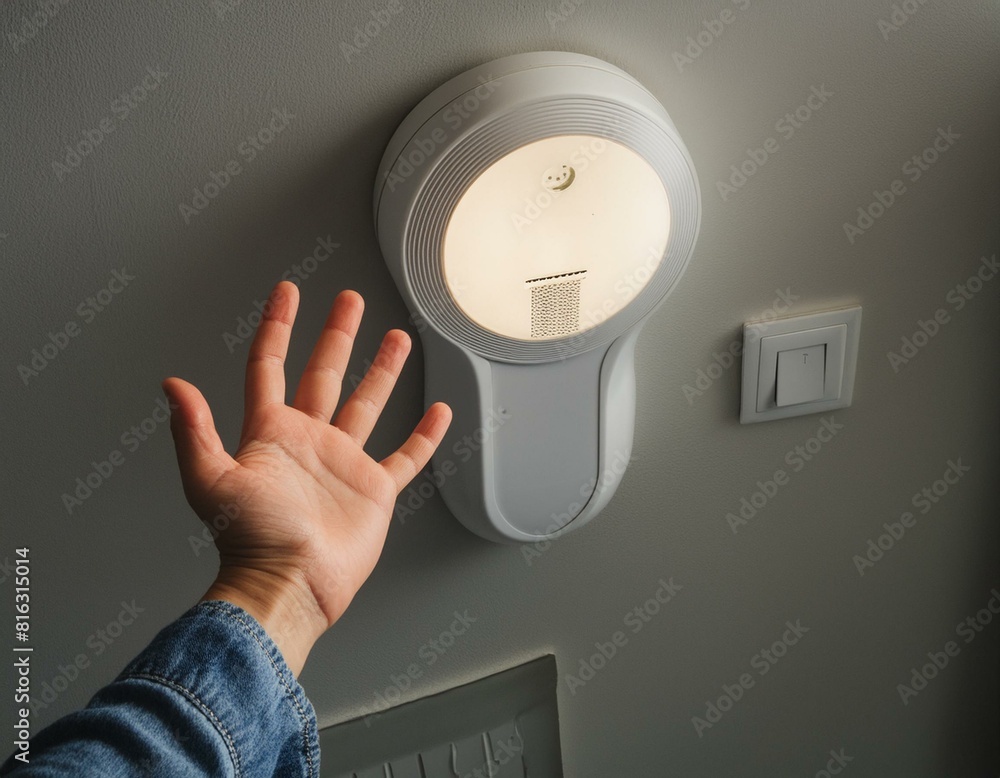 Aufkleber closeup of a hand waving in front of a motion sensor light