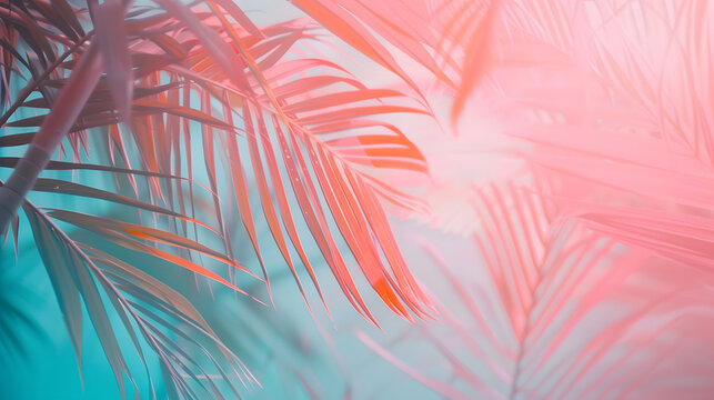 Tropical Palm Tree background  soft pastel summer color vintage retro tones : Generative AI