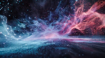 With each step particles collide and ricochet creating a dynamic and everchanging performance.