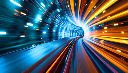 High-Speed Motion Blur: A Futuristic Light Tunnel.