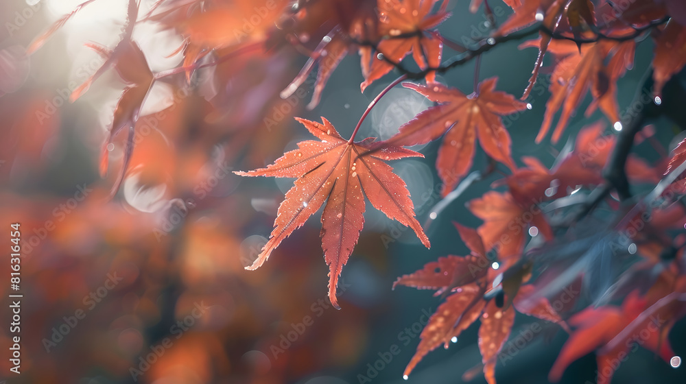 Poster the maple trees sheds its leaves in the dry : generative ai