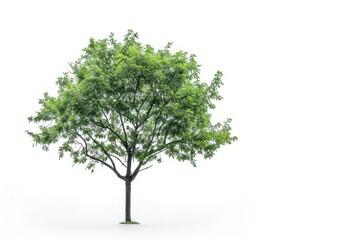 green tree isolated on pure white background single deciduous plant with lush foliage studio photography