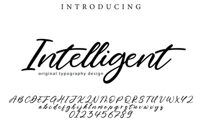 Intelligent Font Stylish brush painted an uppercase vector letters, alphabet, typeface