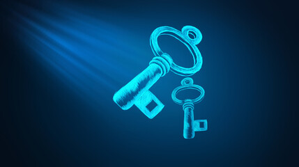 key with keyhole in neon light.